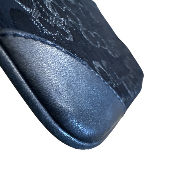 Coach Vintage Monogram Wristlet Canvas Leather Metallic Black Coin Purse 7x4x.5 - Picture 6 of 12